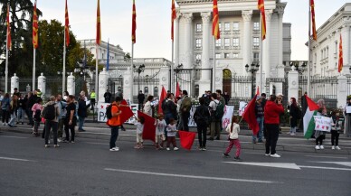 Üsküp'te Filistin ve Lübnan halkı ile dayanışma gösterisi düzenlendi