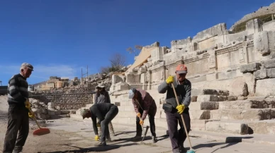 Sagalassos Antik Kenti'nde anıtsal Hadrianus Çeşmesi ayağa kaldırılıyor