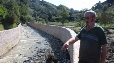 Rize’de dere ıslahı çay üreticisini mağdur etti: Bahçesine ulaşamıyor, çay dalda kaldı!