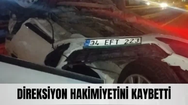 Bir anlık kontrol kaybı ağır sonuçlandı: Çarpışmanın ardından araç takla attı!