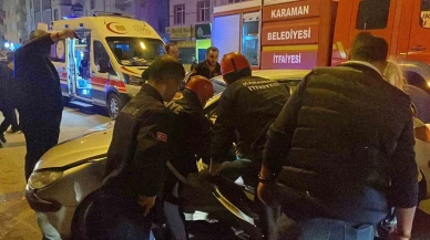 Kazada sonrası araçta sıkışan sürücüyü itfaiye kurtardı