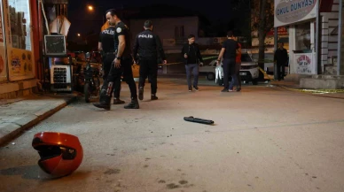 Takip ettiği şahsı ayağından vurdu, kaskı ve silahı düşürüp kaçtı