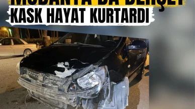 Mudanya’da dehşet anları! Kask hayat kurtardı