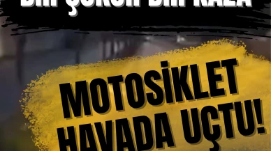 Yol ortasındaki çukur motosikletliye korku dolu anlar yaşattı!