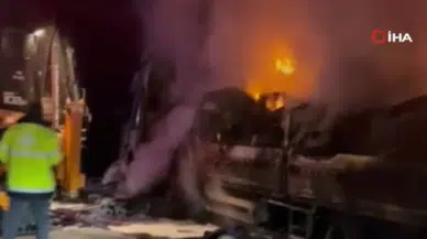 Bolu’da yangın alarmı: Tekstil yüklü tır küle döndü!