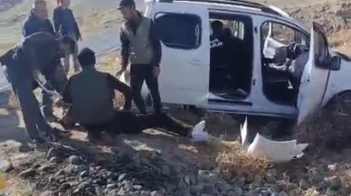 Şarampole yuvarlanan araç yürekleri ağza getirdi!