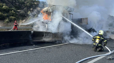 Tır cayır cayır, trafik vızır vızır... Sınır noktasında sınırları yakan kaza!
