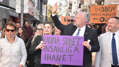 Menemen, kadına şiddete karşı tek ses oldu