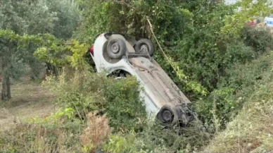 Bursa’da sollama faciaya dönüştü: Otomobil zeytinliğe uçtu!