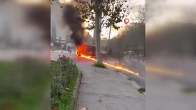 Araç birden alev topuna döndü! Korku dolu anlar kamerada...