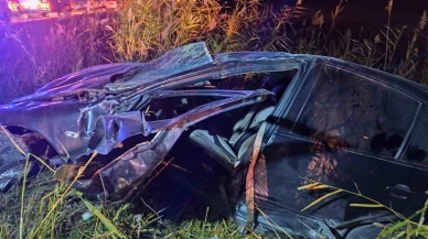 Korgun–Çankırı yolunda feci kaza: Otomobil hurdaya döndü