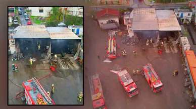Arnavutköy’de tamirhanede alev paniği: Tırlar küle döndü! O anlar kamerada...