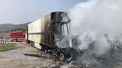 Aliağa yolunda alev alarmı: Seyir hâlindeki tır bir anda yandı!