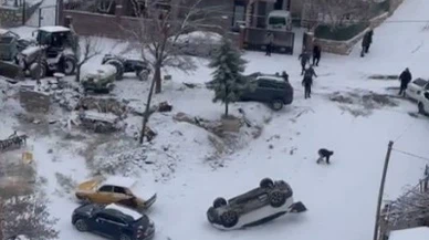 Malatya'da buz pistine dönen yol ölümle burun buruna getirdi!