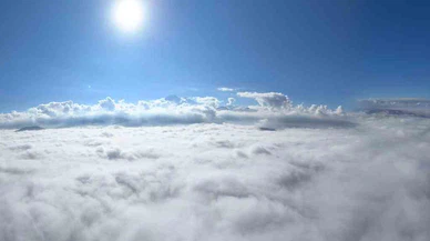 Kayseri’de sis denizinin üzerinden büyüleyici manzara