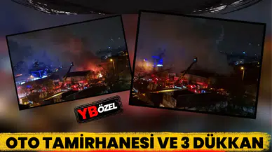 Ümraniye’de korkutan yangın: Oto tamirhanesi ve 3 dükkan alevlere teslim!