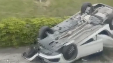 E5'te can pazarı! Otomobil takla attı ekipler seferber oldu