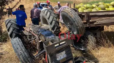 Talihsiz kaza: Devrilen traktör sürücüsüne mezar oldu!