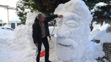 Görenler hayran kalıyor! Kardan sanat Kastamonu'da hayat buldu