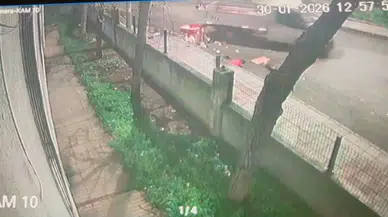 Taksi durağı paramparça, sürücü ortada yok! Ortalığı savaş alanına çeviren kamyonetin kaçışı kamerada...