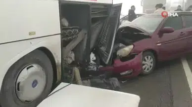 Sivas'ta 1 yolcu otobüsü, 2 tır ve otomobil kazaya karıştı! 7 yaralı