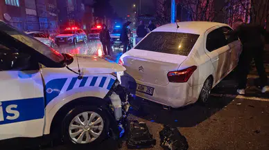 Kayseri’de korkutan kaza! Polis aracıyla otomobil çarpıştı