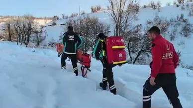 Kar, tipi engel olamadı: Jandarma ve UMKE 1,5 kilometre yürüyerek hastaya ulaştı!