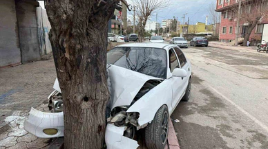 Hatay'da gaz fren karıştı, otomobil ağacı seçti! 17 yaşındaki sürücüden korkutan kaza anbean kamerada...