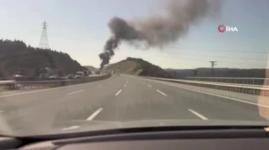 Kuzey Marmara’da yürek yakan görüntü... Beton pompası alev topuna, dev araç küle döndü!