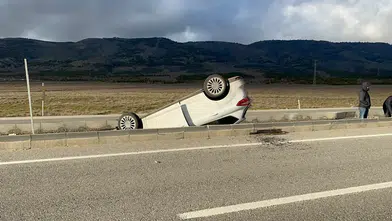 Eskişehir-Sarıcakaya yolunda korkunç anlar! Otomobil havada takla attı