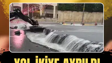 Eyüpsultan'da şiddetli sağanak sonrası yol çöktü
