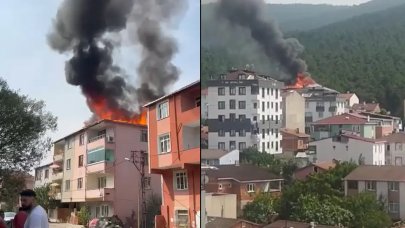 3 katlı binanın çatısı alev alev yandı