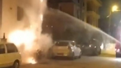 Doğal gaz kutusu alev alev yandı!
