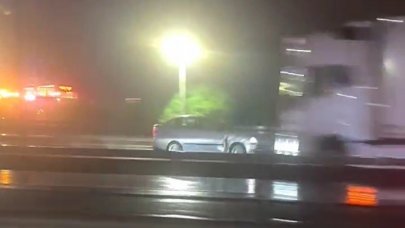 Büyükçekmece'de ters yönde giden araç kameraya yakalandı