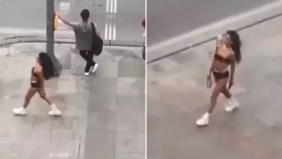 Bikini ile caddede gezen manken gözaltına alındı!