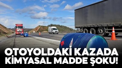 Otoyoldaki kazada kimyasal madde tedirginliği