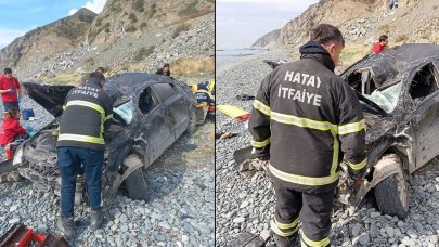 Otomobil, kontrolden çıkarak 50 metreden uçuruma yuvarlandı: 1 ölü, 1 yaralı