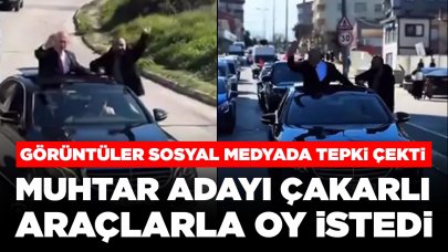 Tepki çeken görüntüler: Muhtar adayı çakarlı araçlarla oy istedi