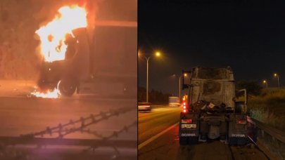 TEM Otoyolu'nda TIR yangını: Yoğun trafik oluştu