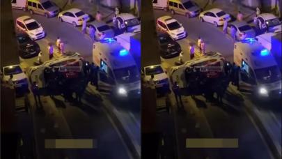 Kağıthane'de polis otosu devrildi!