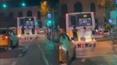 Fatih'te patenli gençlerin canlarını hiçe saydığı yolculuğu!