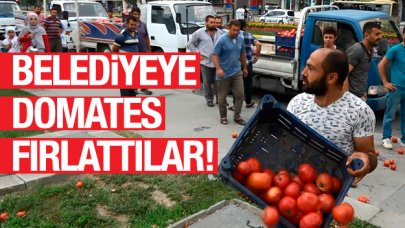 Belediyeye domates fırlattılar