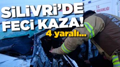 Silivri'de iki araç kafa kafa çarpıştı: 4 yaralı