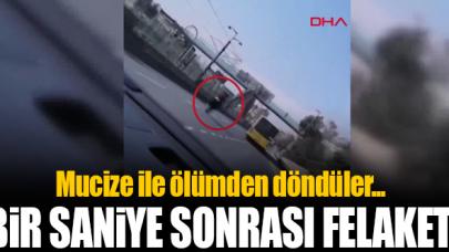 Sultangazi'deki motor kazasında şoke eden görüntü! Ölümden son anda kurtuldular