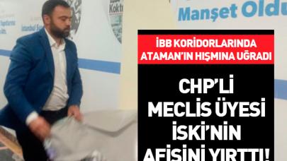 CHP'li meclis üyesi Nadir Ataman İSKİ'nin afişini yırttı