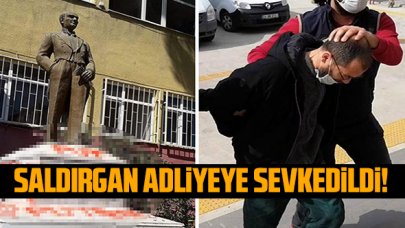 Atatürk heykeline saldıran şüpheli adliyeye sevk edildi