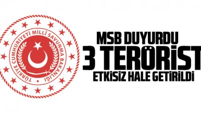 MSB: 3 PKK'lı terörist etkisiz hale getirildi