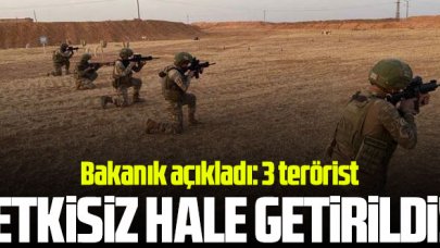 MSB: Barış Pınarı bölgesinde 3 PKK/YPG'li etkisiz hale getirildi