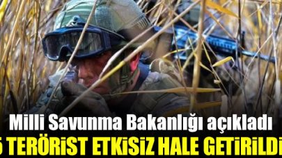 İki bölgede 5 terörist etkisiz hale getirildi