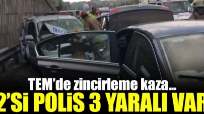 TEM'de zincirleme kaza: 2'si polis 3 yaralı var